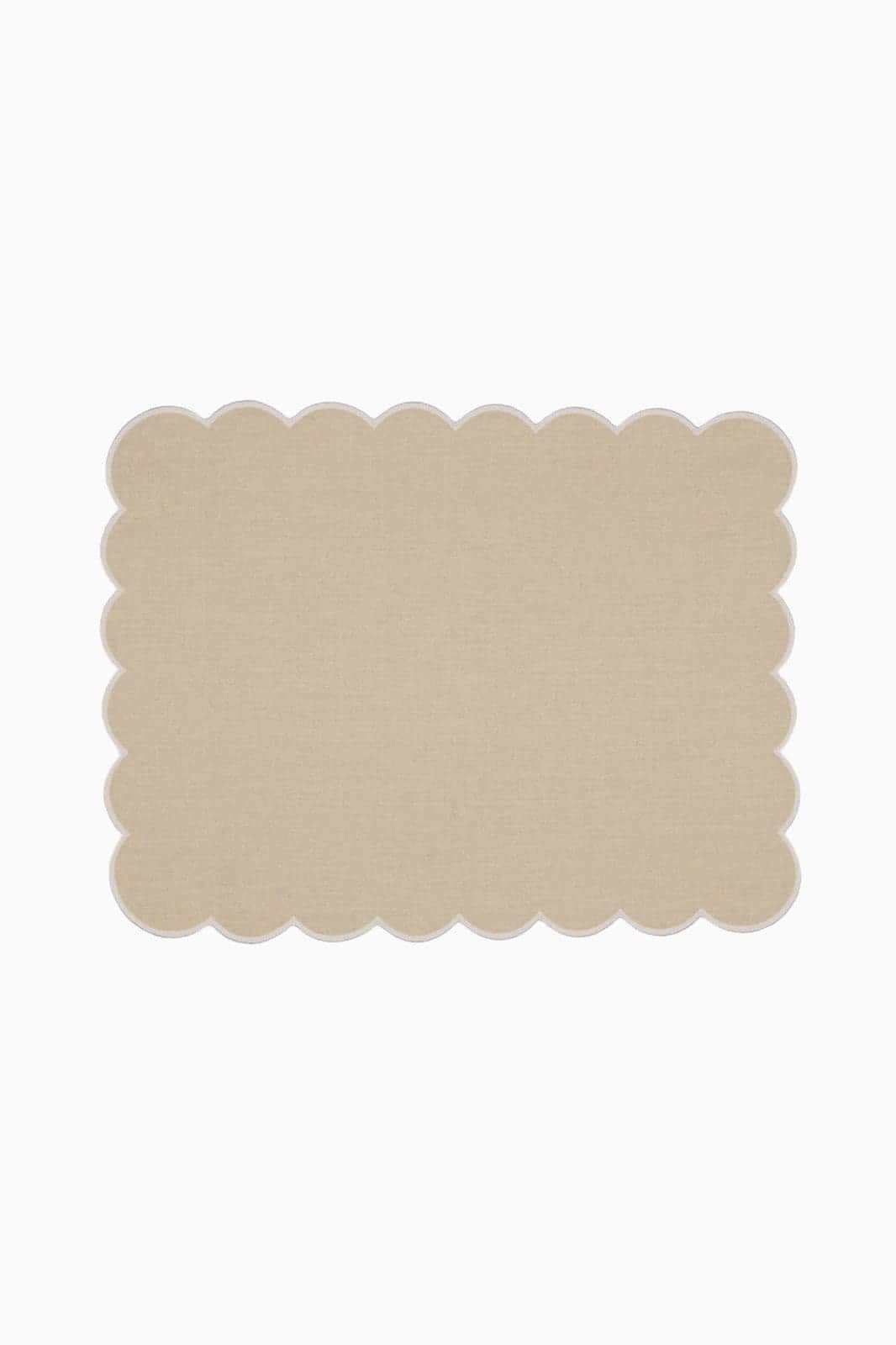 Zero-Waste Scalloped Linen Placemats Oatmeal- Set of 2
