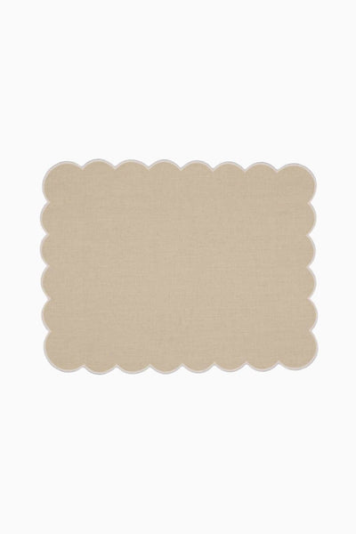 Zero-Waste Scalloped Linen Placemats Oatmeal- Set of 2
