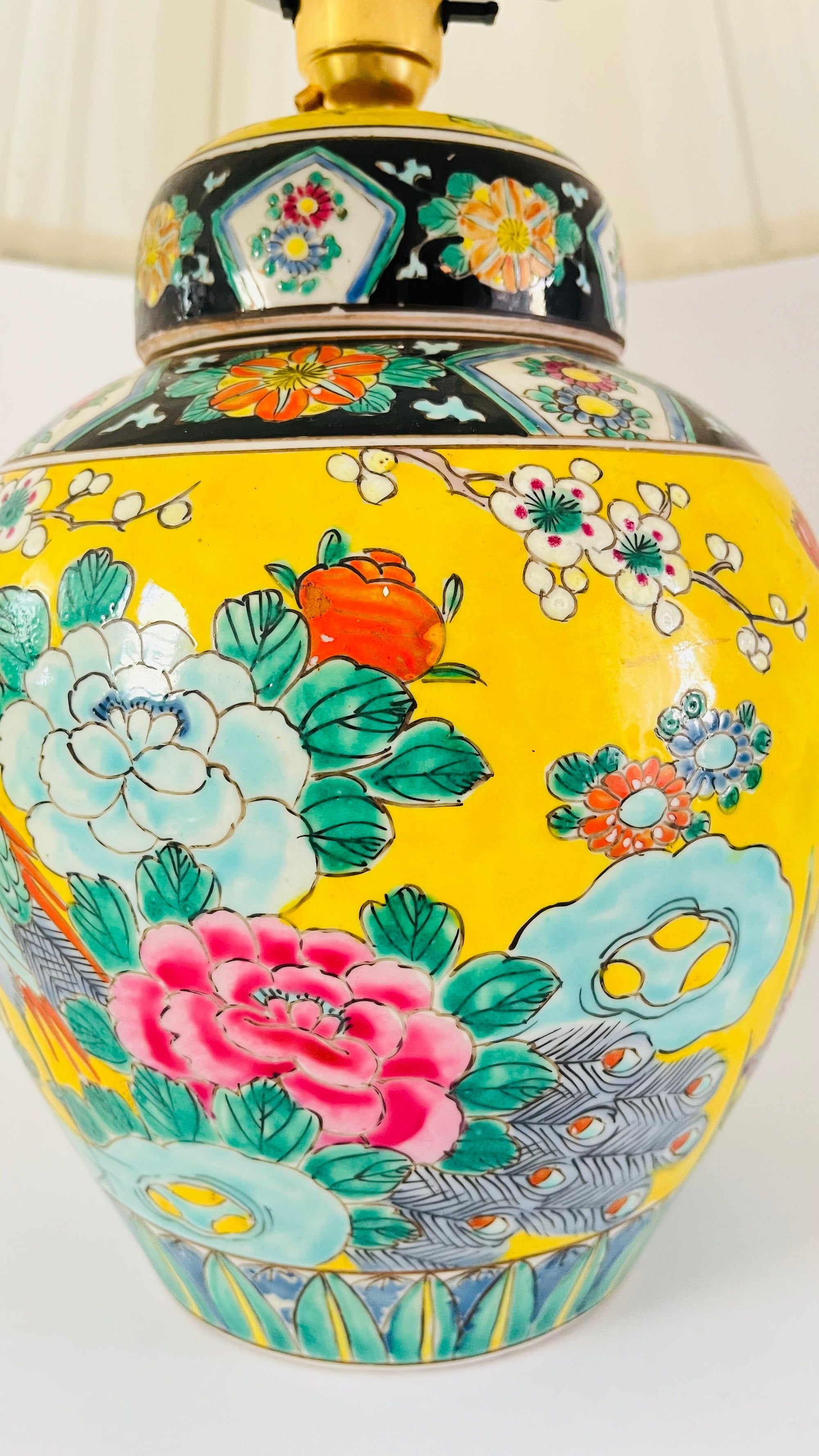 Antique Japanese Peacock Lamp