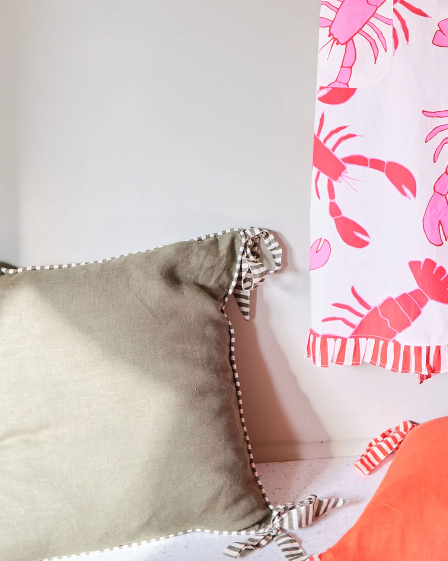 Olive Ribbon Cushion Cover