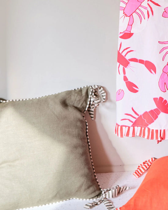 Olive Ribbon Cushion Cover