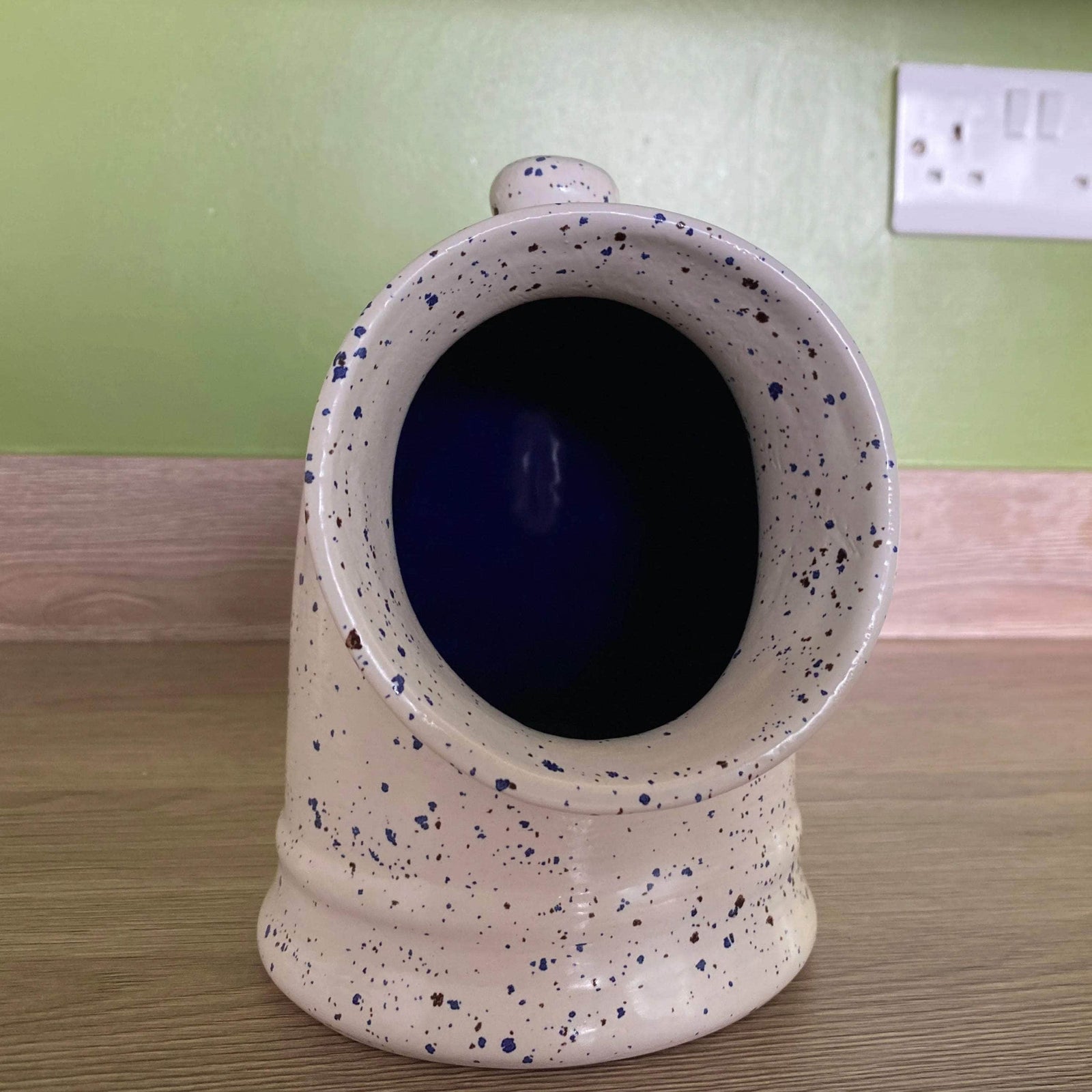 Salt Pig Speckled Blue and White Glaze