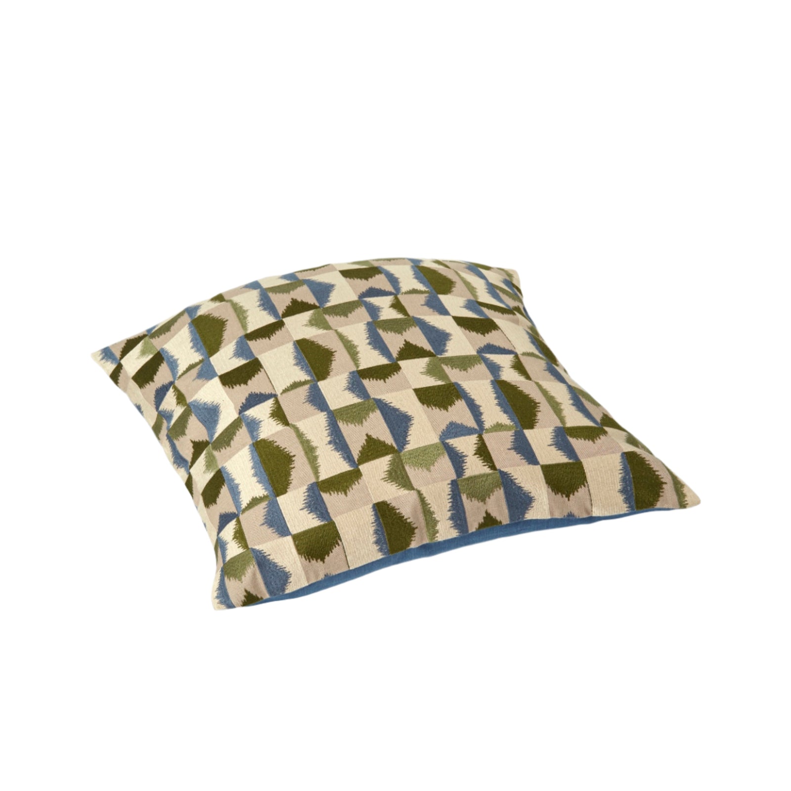 Embroidered Cushion Cover - Forest Green & Blue