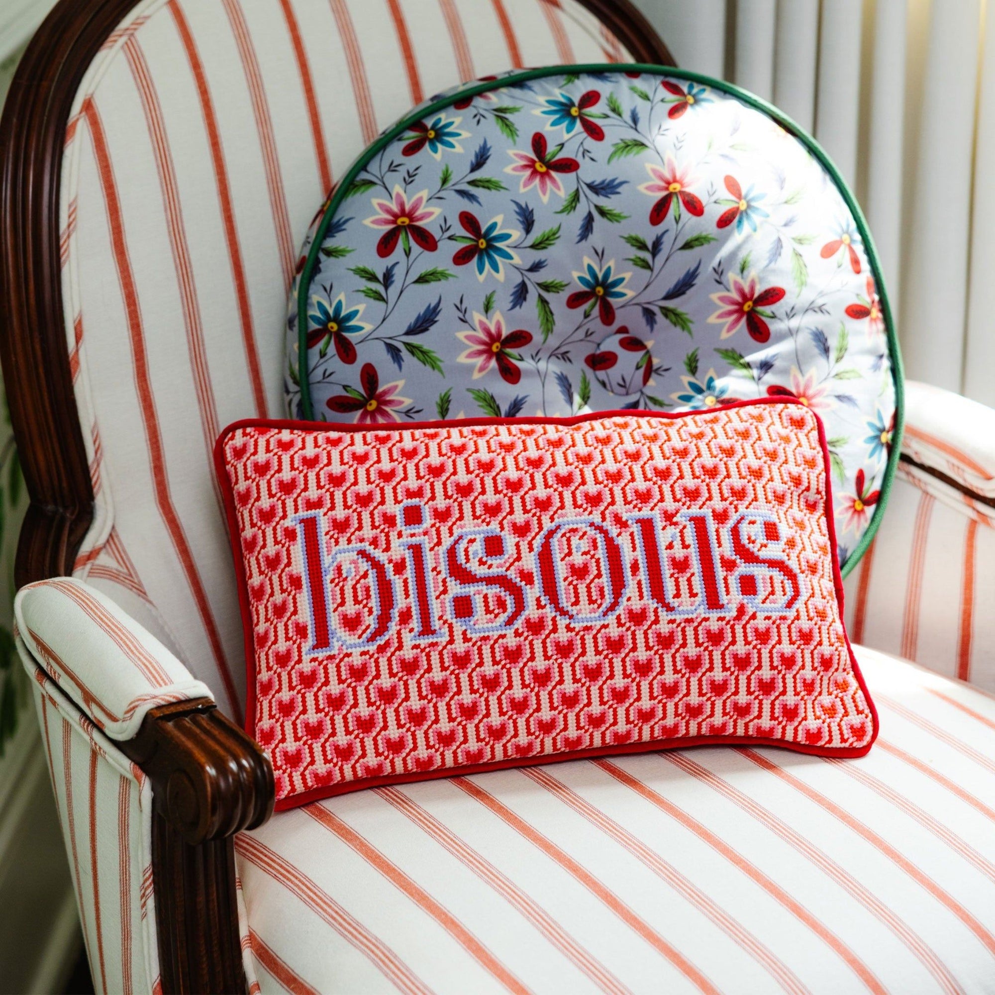 Bisous Needlepoint Pillow