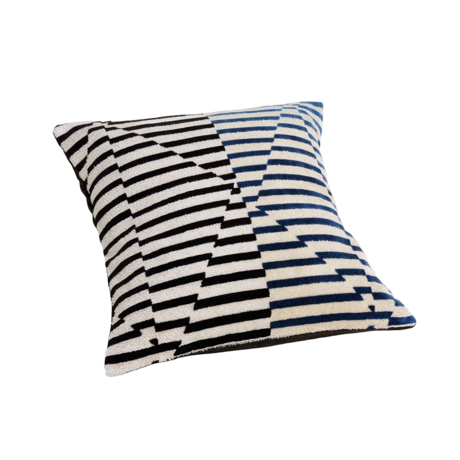Stripes Velvet Cushion Cover - Blue