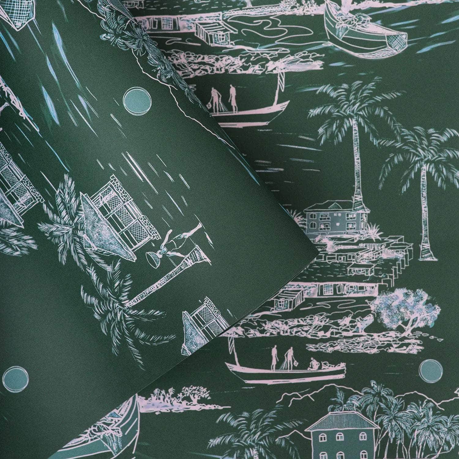 Banana Island Palm Green Wallpaper