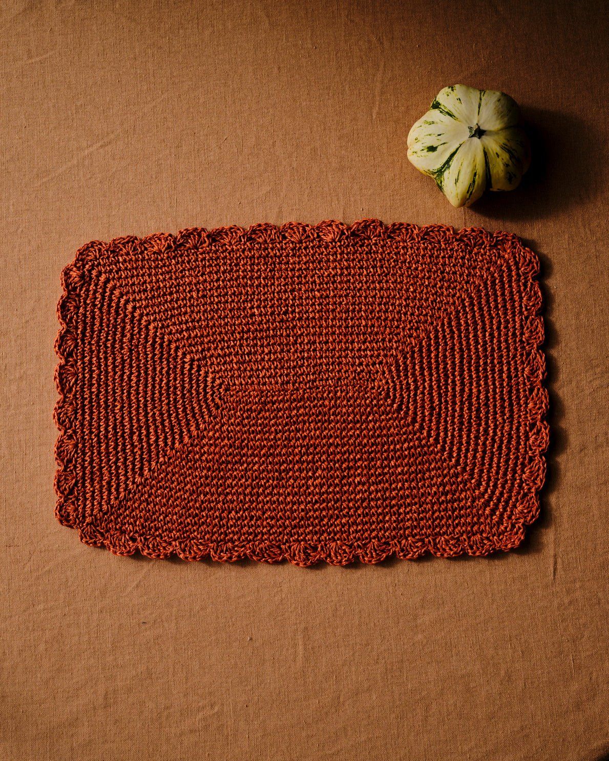 Raffia Crochet Placemat Orange