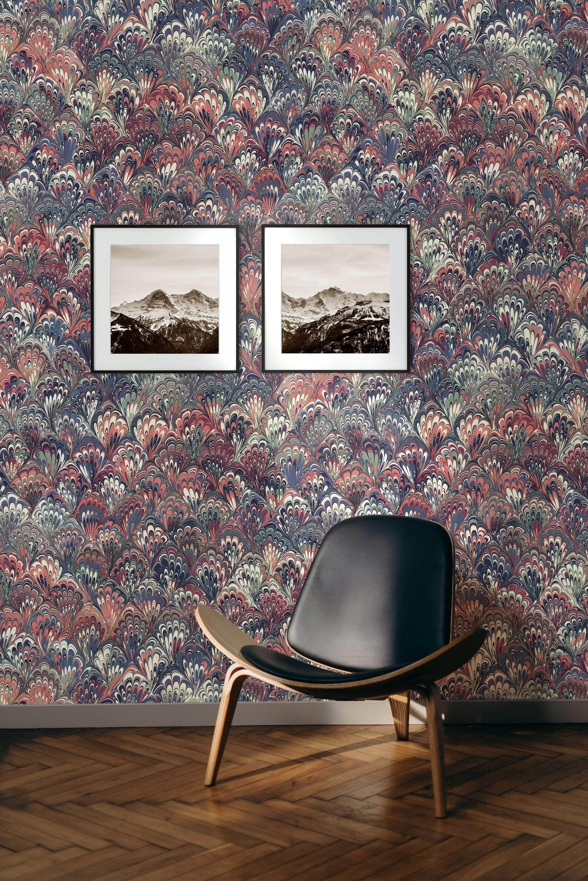 Marbled Wallpaper - 'Serpentine' Col: Summer- Mica Coated Non-Woven