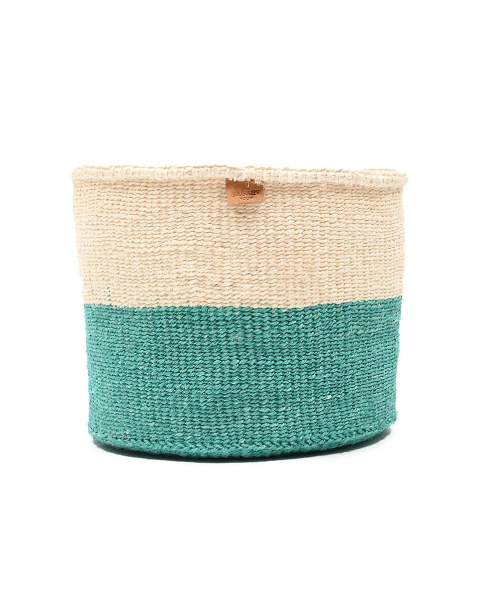 REMBO: Aqua Colour Block Woven Basket