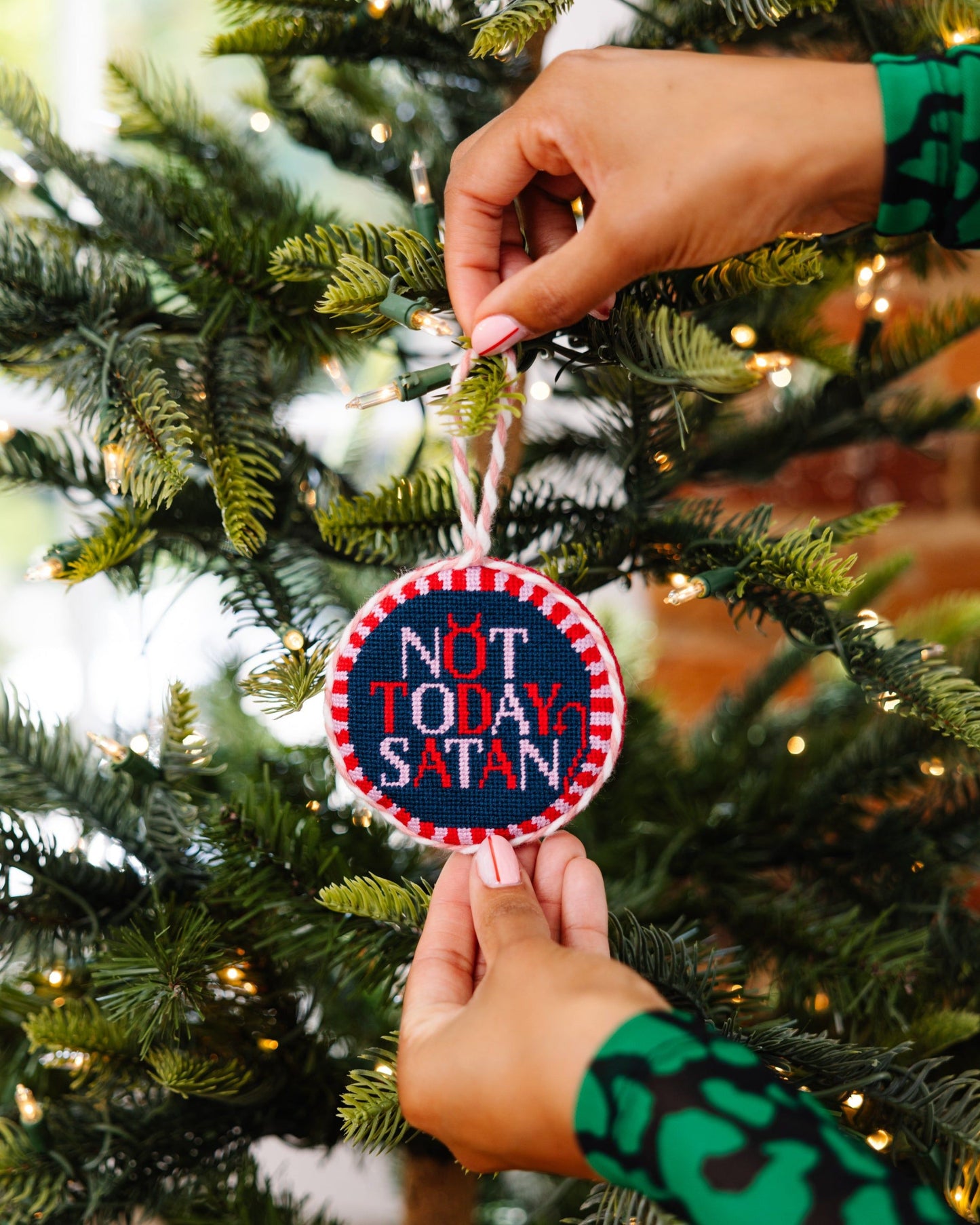 Needlepoint Ornament - Not Today Satan