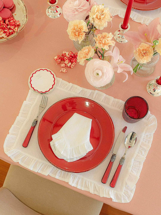 White Linen Placemat with Ruffle