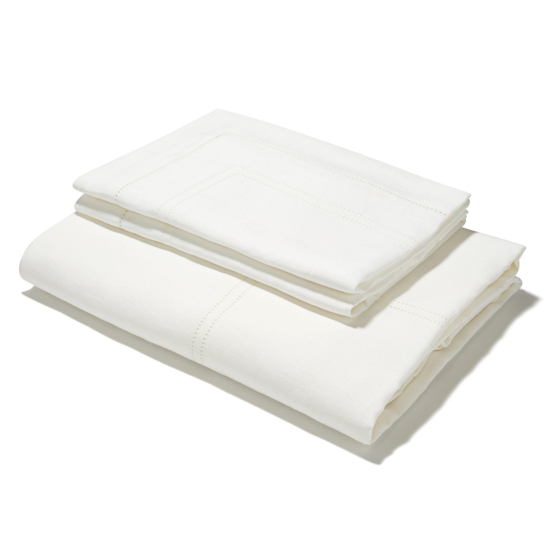 Bed Linen Set Ivory White Hemstitch