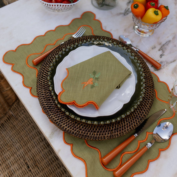 Wavy Napkin, Green with Carrot