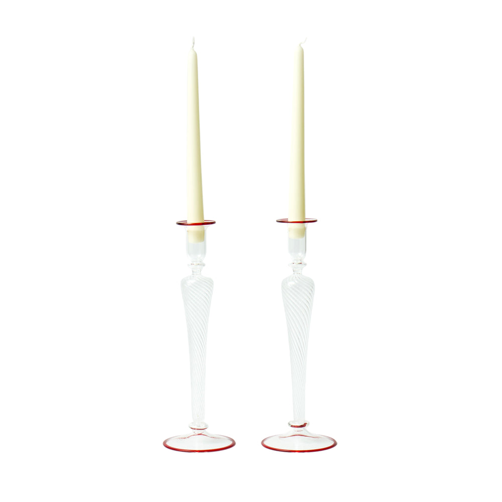 Tall Red Edged Candlesticks