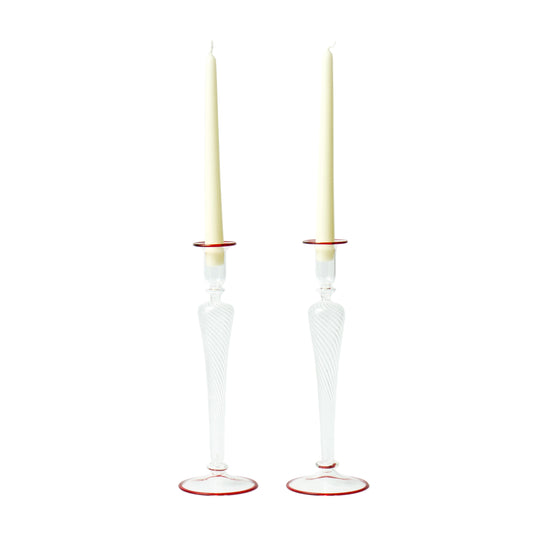 Tall Red Edged Candlesticks