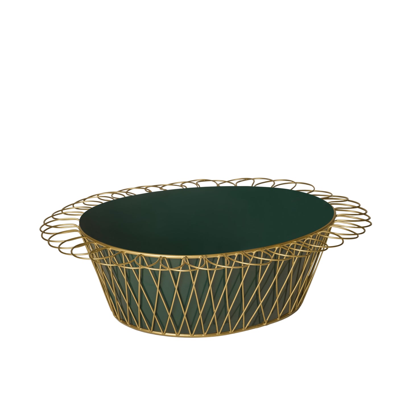Wire Basket Planter | Forest Green & Gold