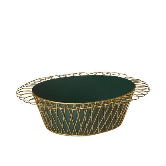 Wire Basket Planter | Forest Green & Gold