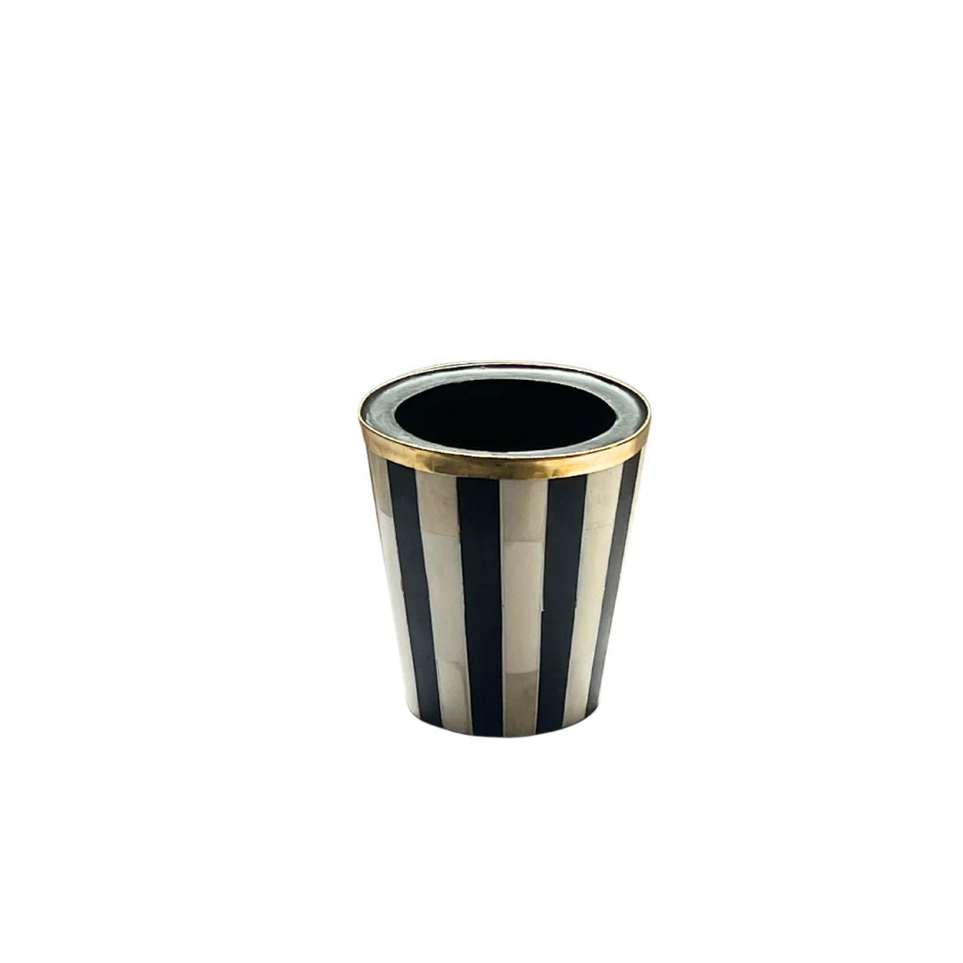 Inlay Brush Pot | Black & White | Striped