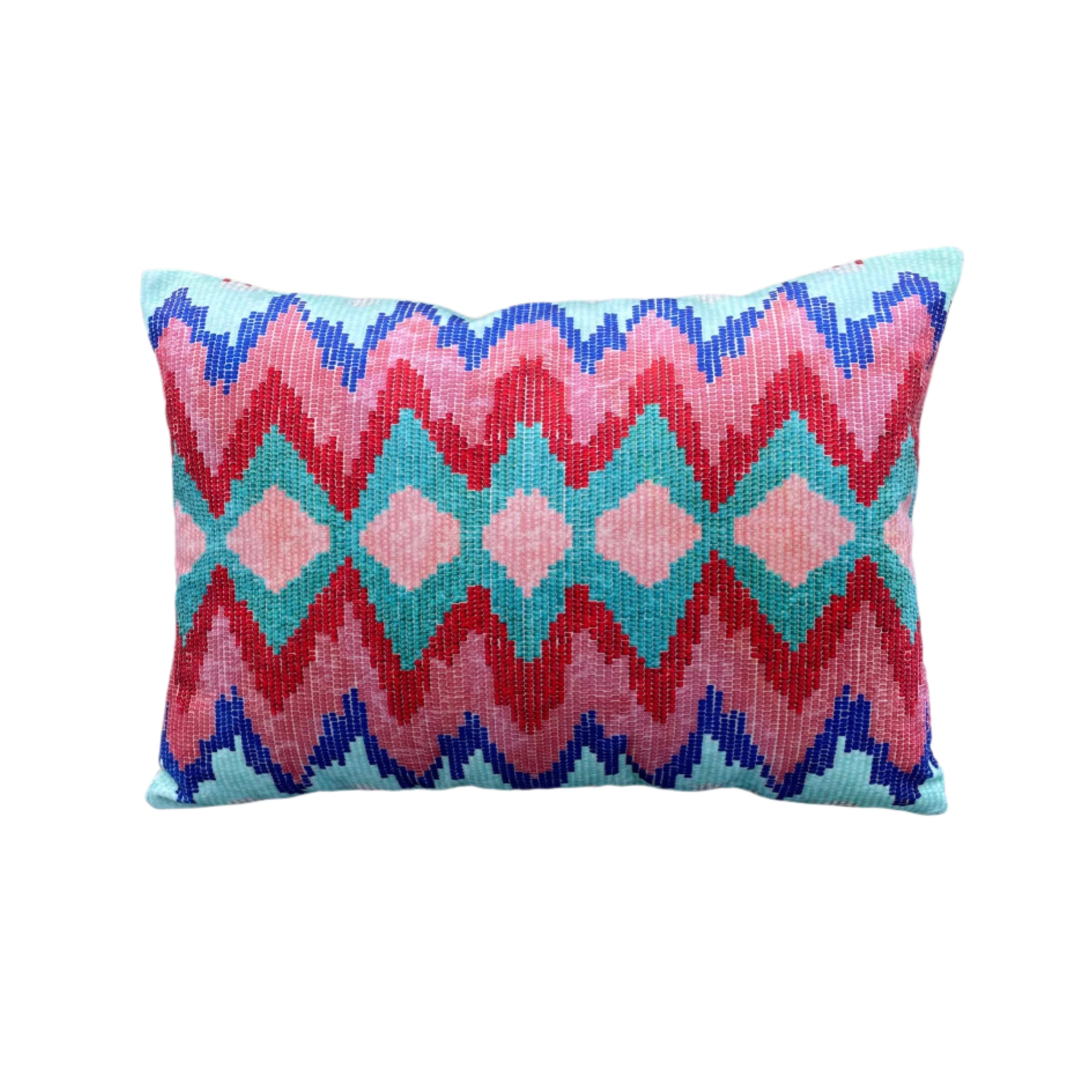 Eemerre Cushion - Turquoise, Red, Ink And Blue