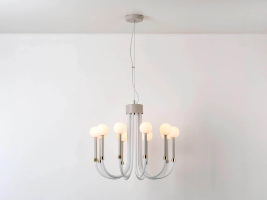 Sand 10 light glass arms chandelier