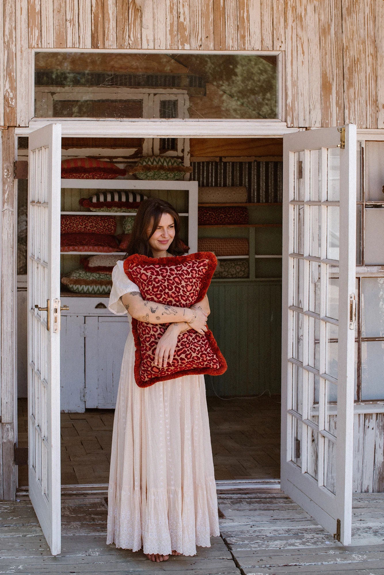 Double Sided Cushion Maya Bordeaux & Camel x Yoko Bordeaux & Spice