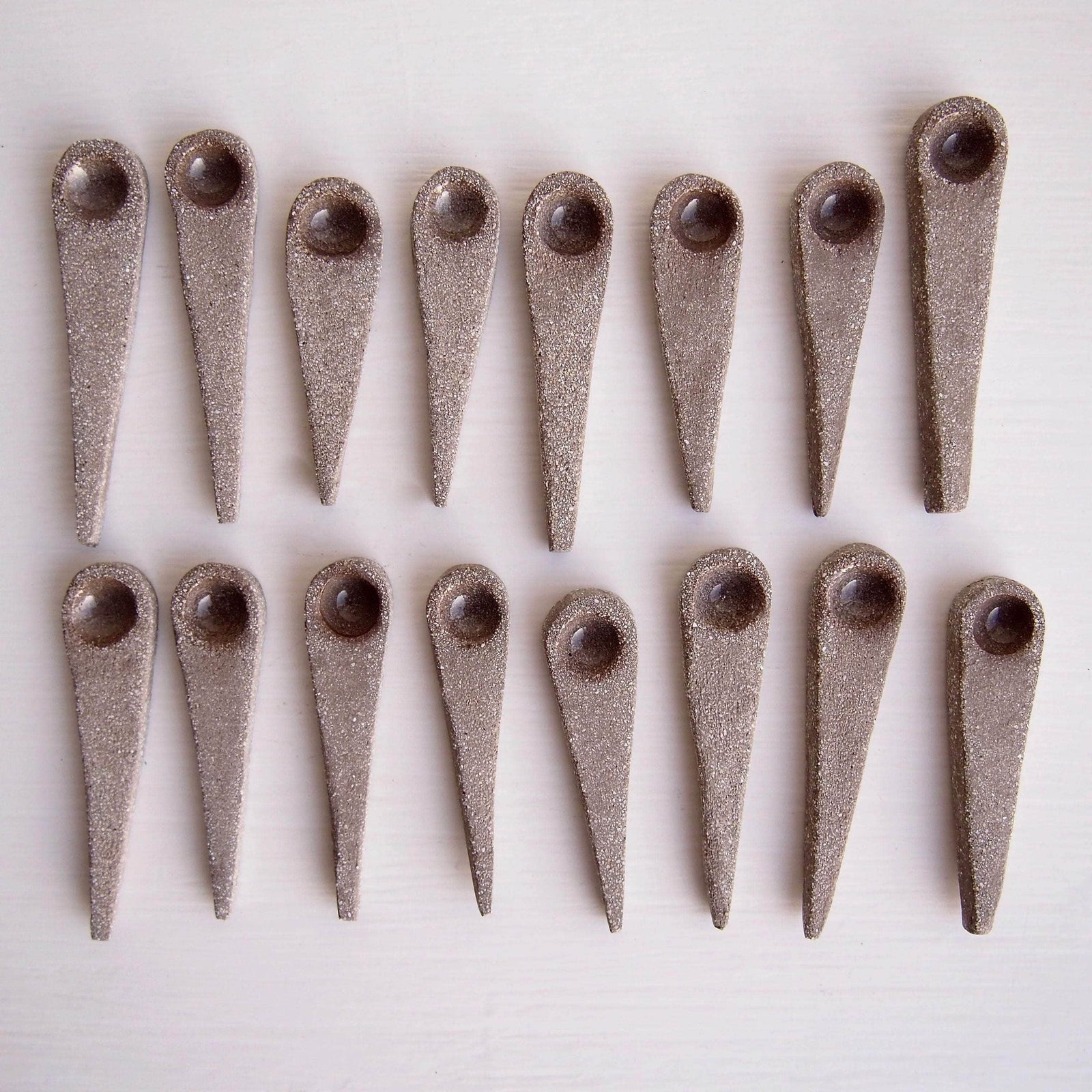 Handmade Mini Grey Ceramic Salt or Spice Spoon