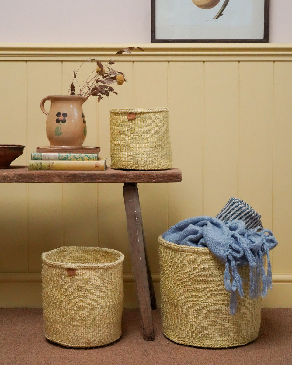 TITO: Butter Yellow Round Sisal Basket