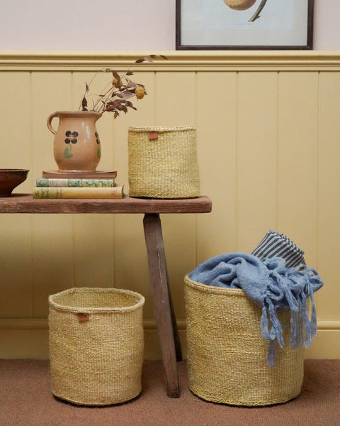 TITO: Butter Yellow Round Sisal Basket