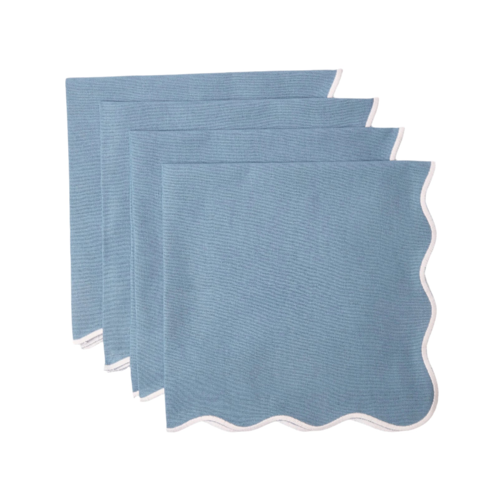 Blue Wave Napkins With White Embroidered Edge (set of 4)