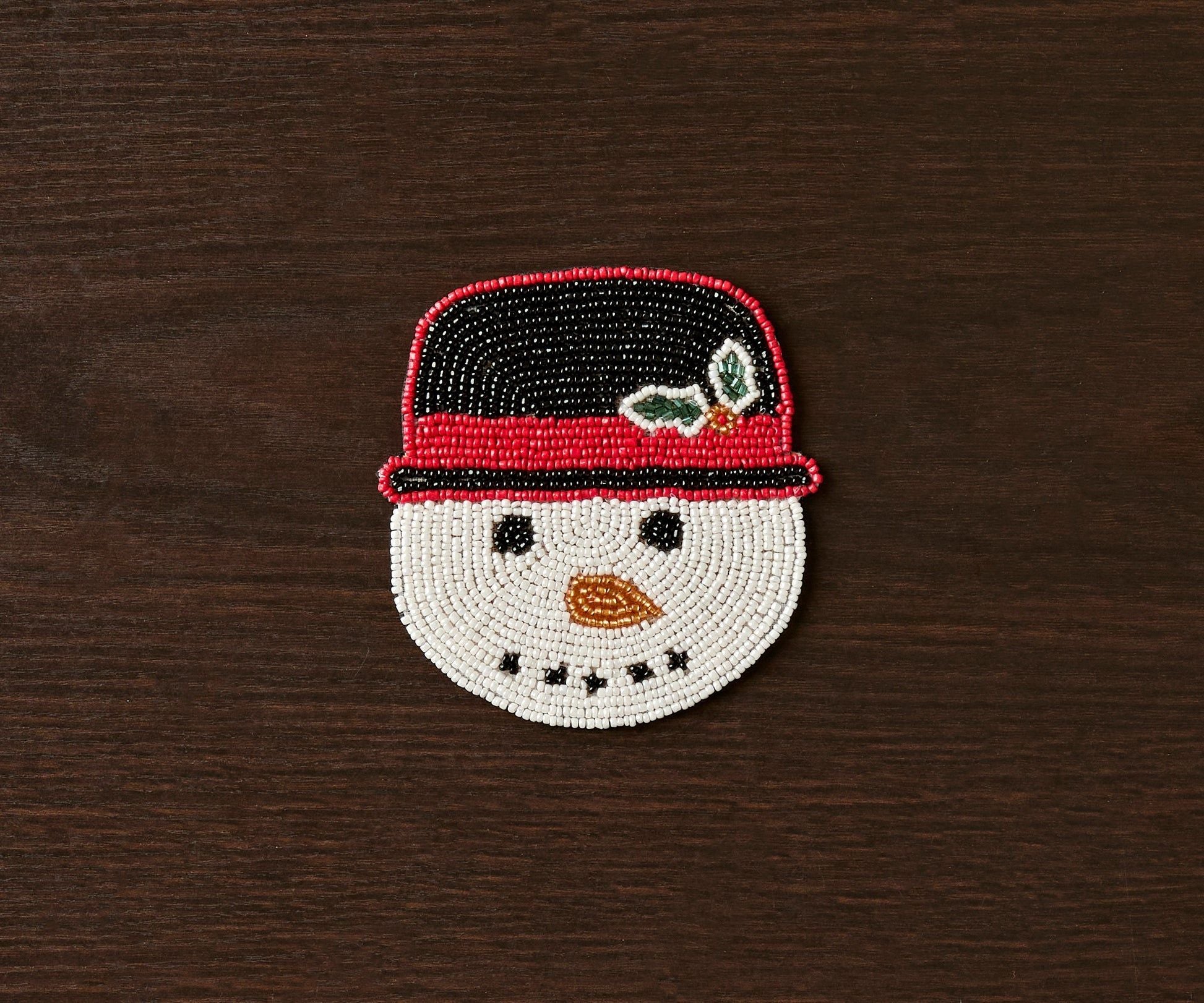 Handmade Beaded Holiday Coaster – Christmas Table Decor