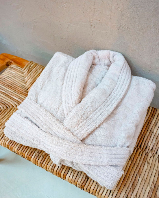 Beige Cotton Terry Bathrobe