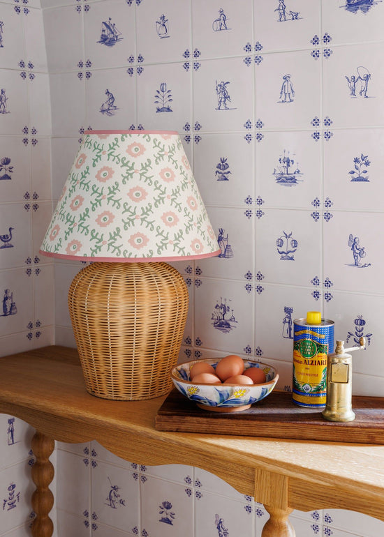 Folk Flower Lampshade - Pink / Green
