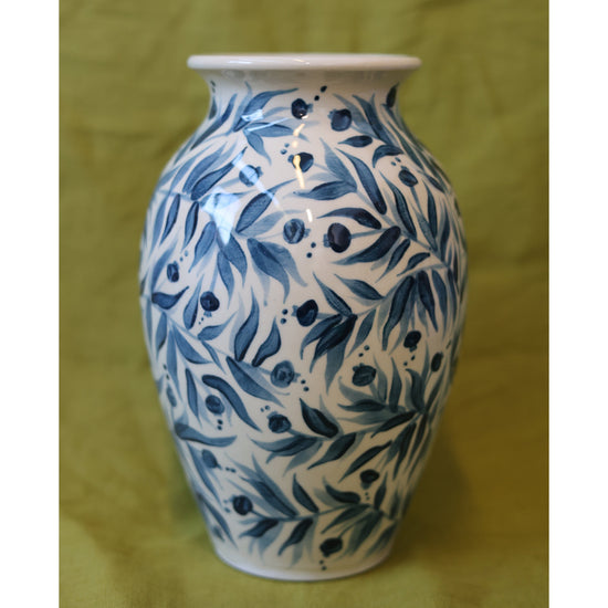 Pomegranate Hand Painted Vase - Dark Teal
