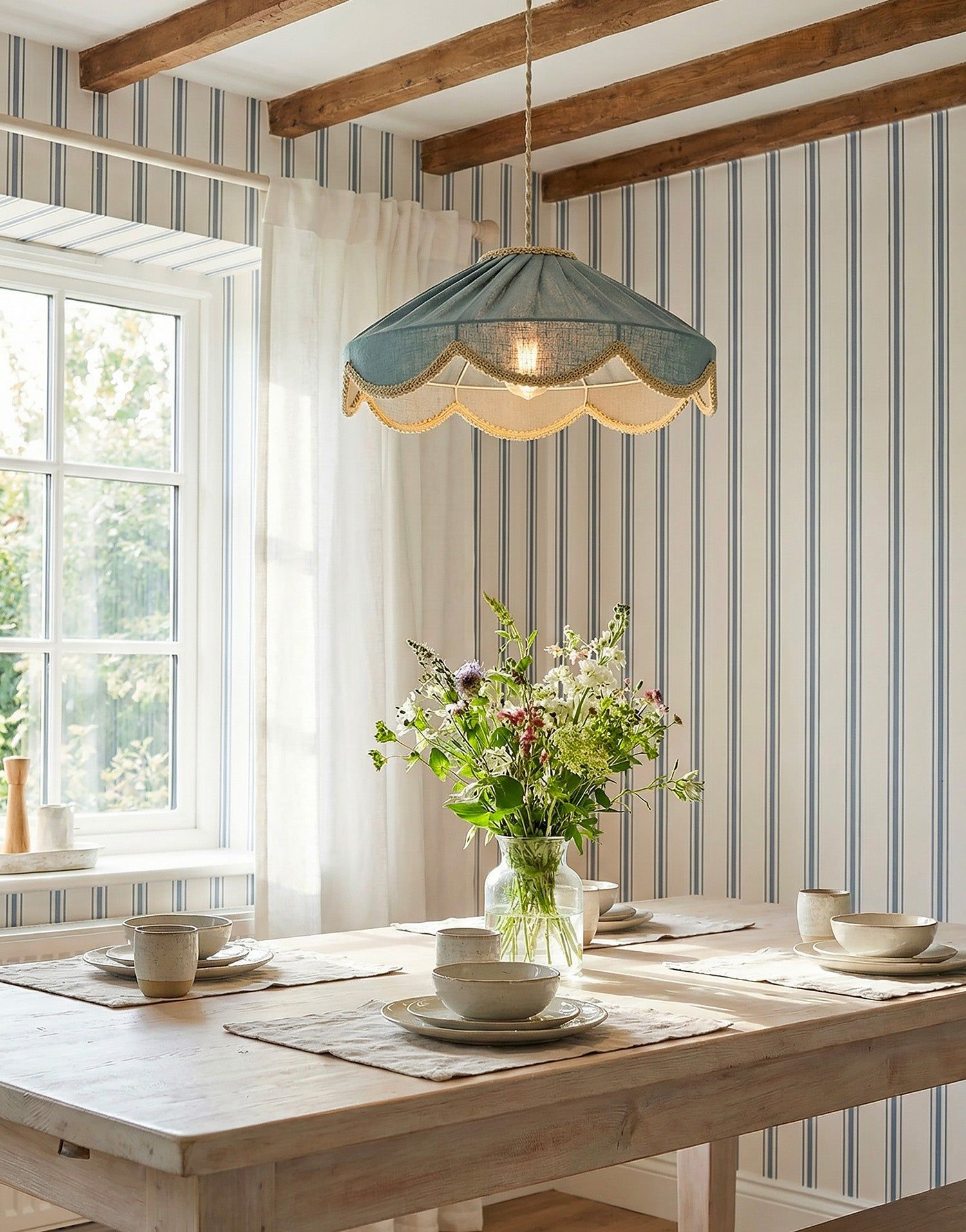 Cosette Solid-Colored Floral-Shaped Pendant Light Mineral Blue