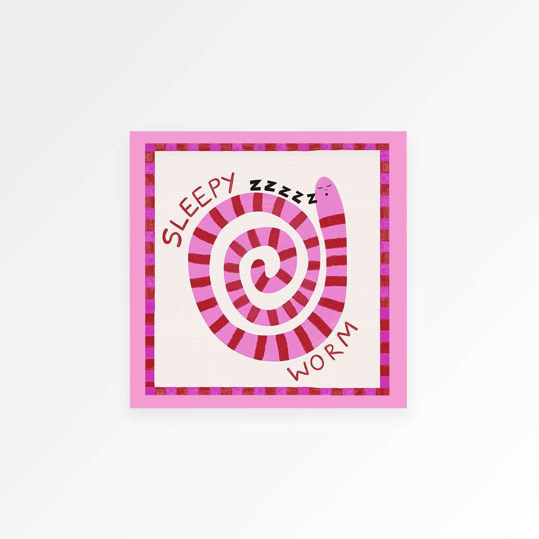 Sleepy Worm Kids Print