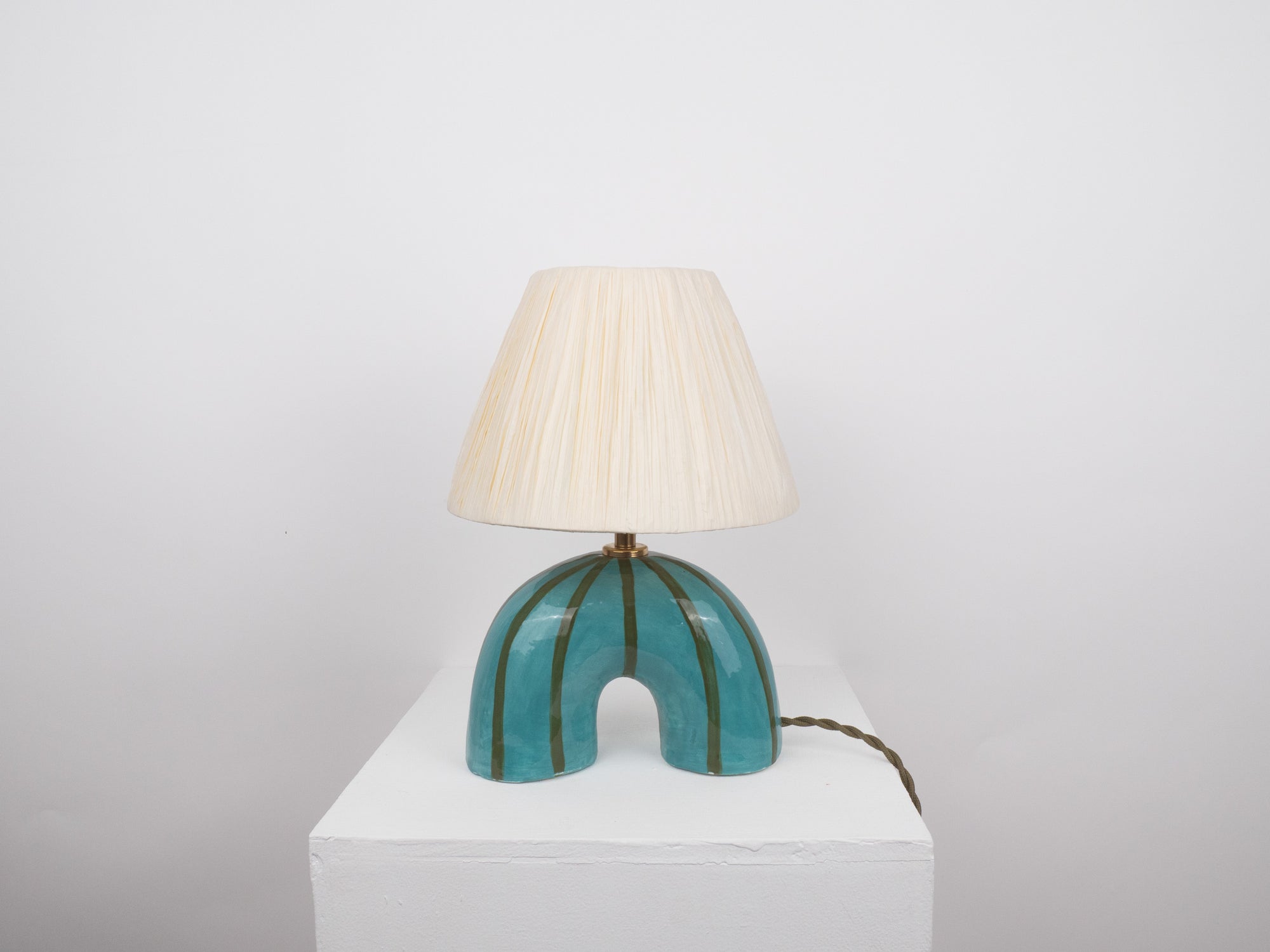 'Me' Table Lamp - Green Stripes