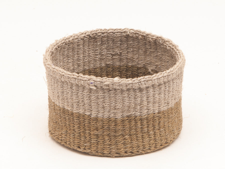 CHALI: Brown & Grey Colour Block Woven Basket