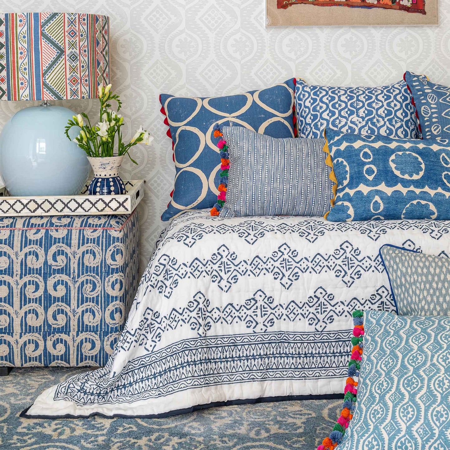Double Mali Kahala Quilt Indigo