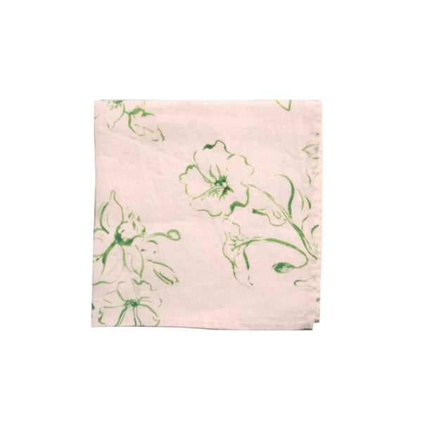 Wild Bloom Green Linen Napkin