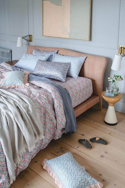 Fitted Sheet made with Liberty Fabric Betsy Blossom Pink