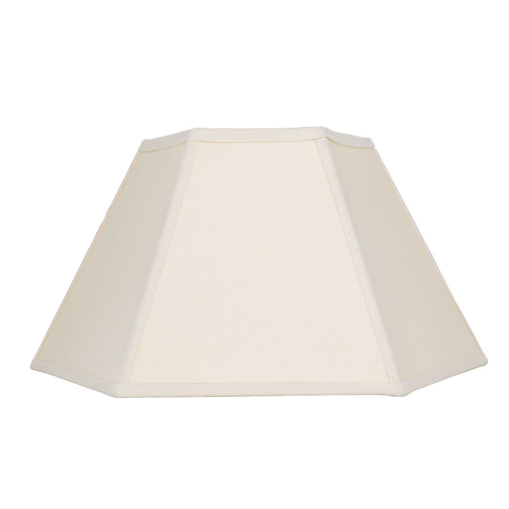 Hexagon Linen Lampshade, Cream Trim - Medium (US)