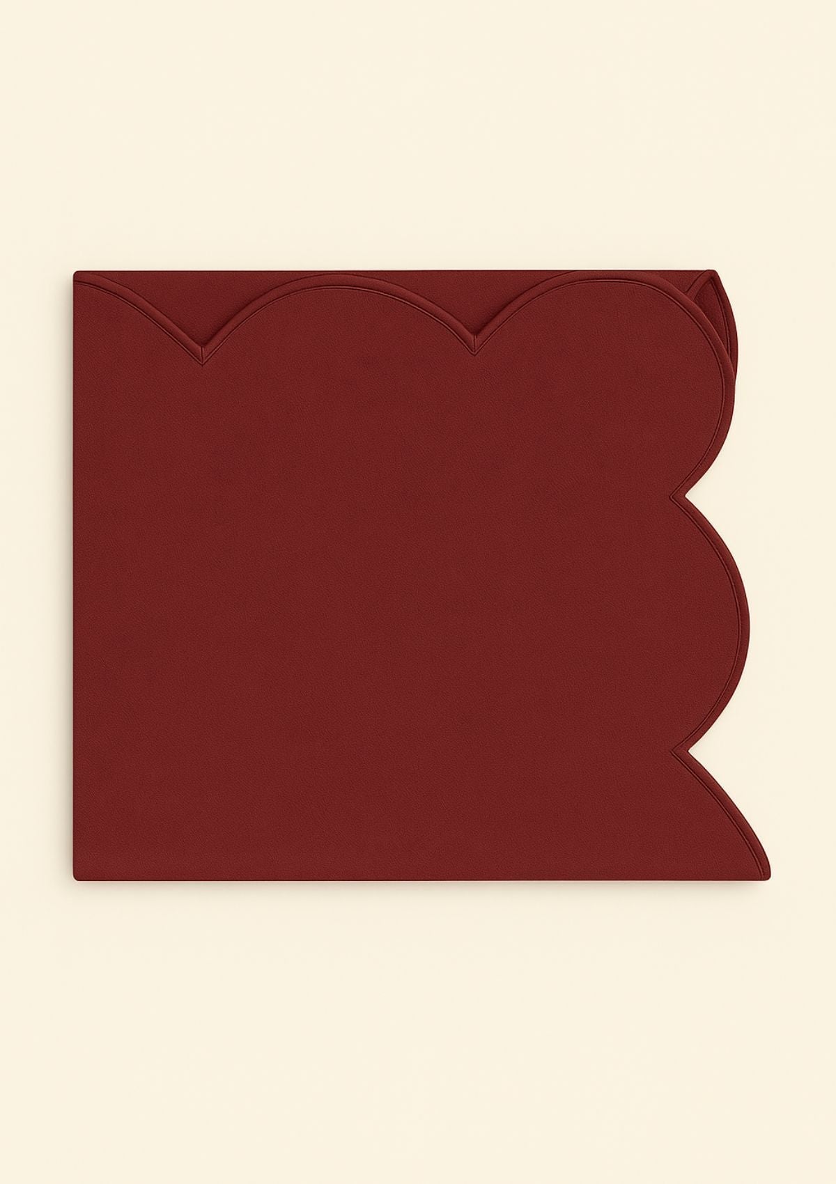 Scalloped Linen Tablecloth In Bordeaux