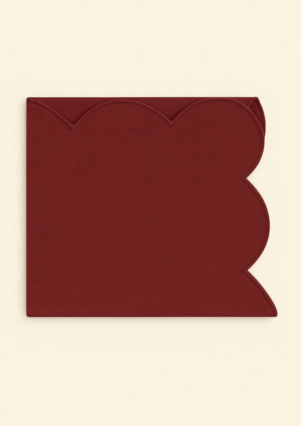 Scalloped Linen Tablecloth In Bordeaux