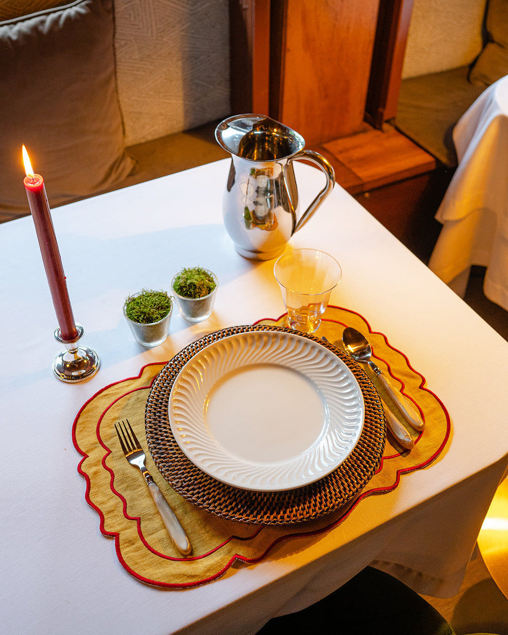 Clou Placemat, Mustard with Bordeaux