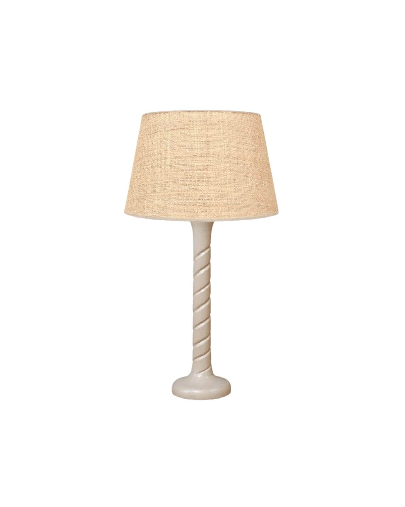 Small Twisted Wooden Table Lamp - Taupe
