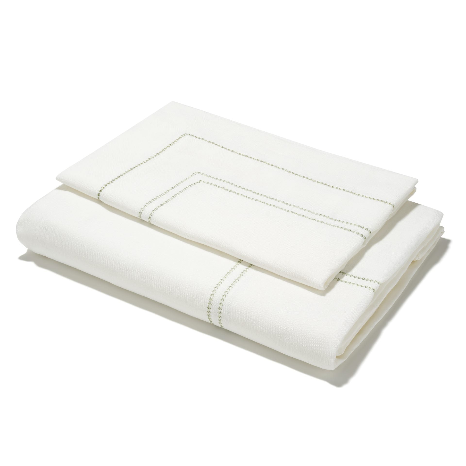 Bed Linen Set Hemstitch Botanical Green