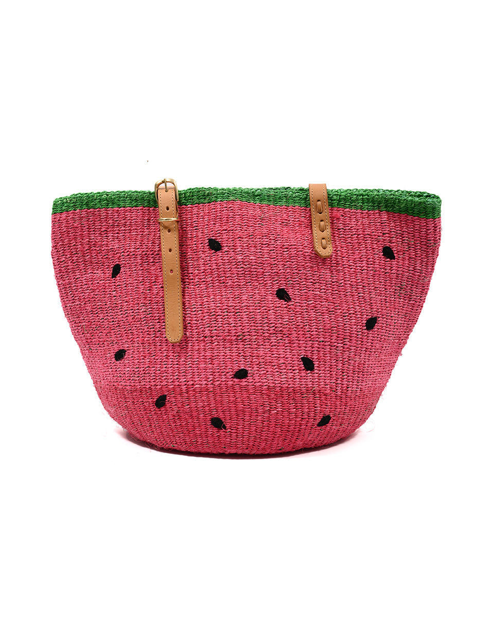 TIKITI MAJI: Watermelon Sisal Tote Bag