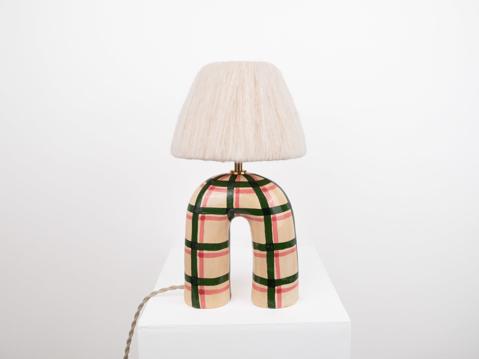 'You' Table Lamp - Green Gingham