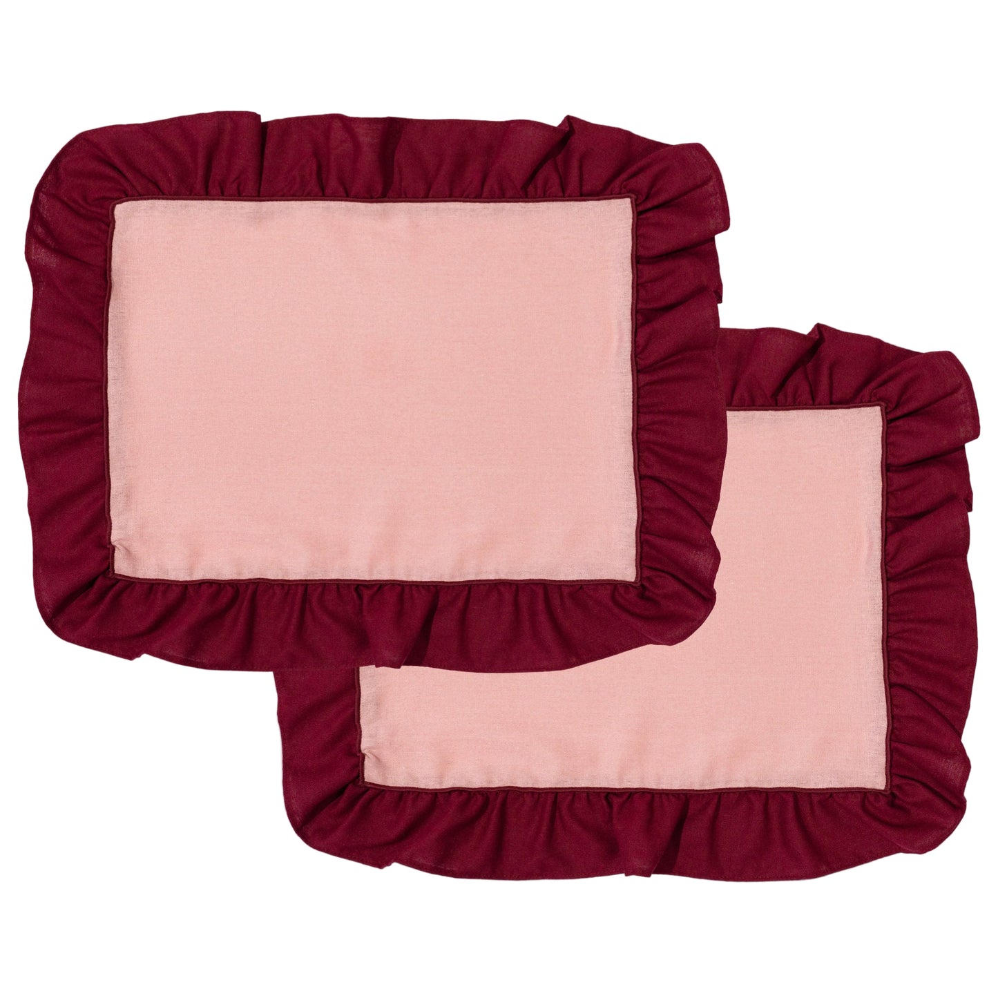 Placemats Set (2) Ruffle Cherry/Rose