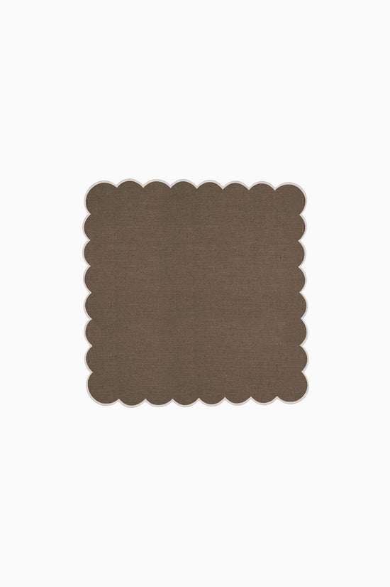 Zero-Waste Scalloped Linen Napkins Mocha - Set of 2
